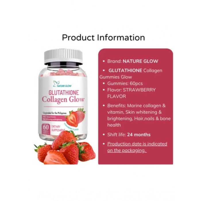 Natural Glow Glutathione Collagen Gummies - Strawberry Flavor - Image 3