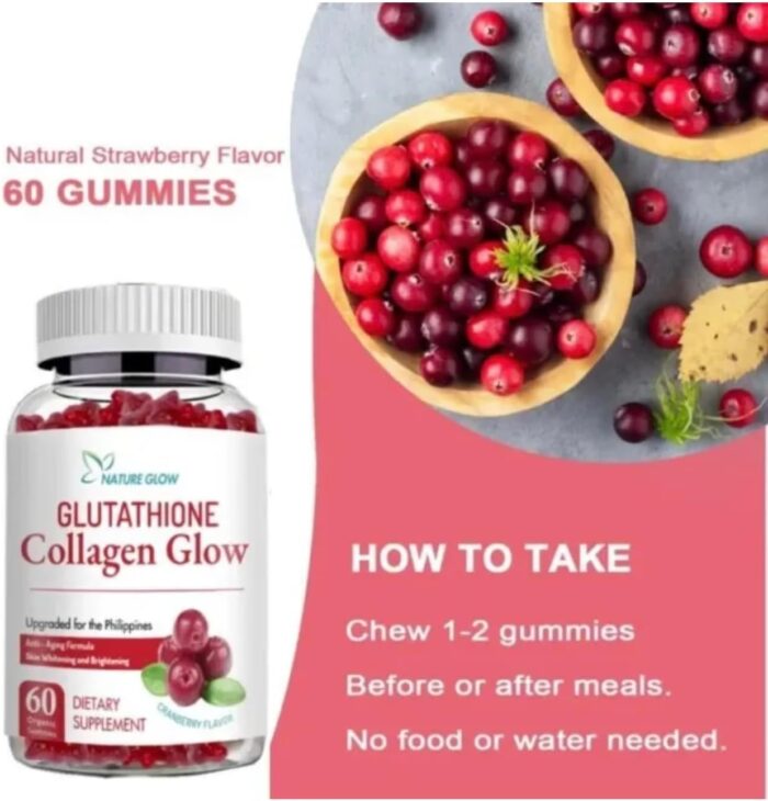 Natural Glow Glutathione Collagen Gummies - Cranberry Flavor - Image 2